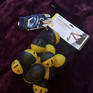 SKLZ Impact Baseballs with Glove - Black and Yellow - youth large batting glove